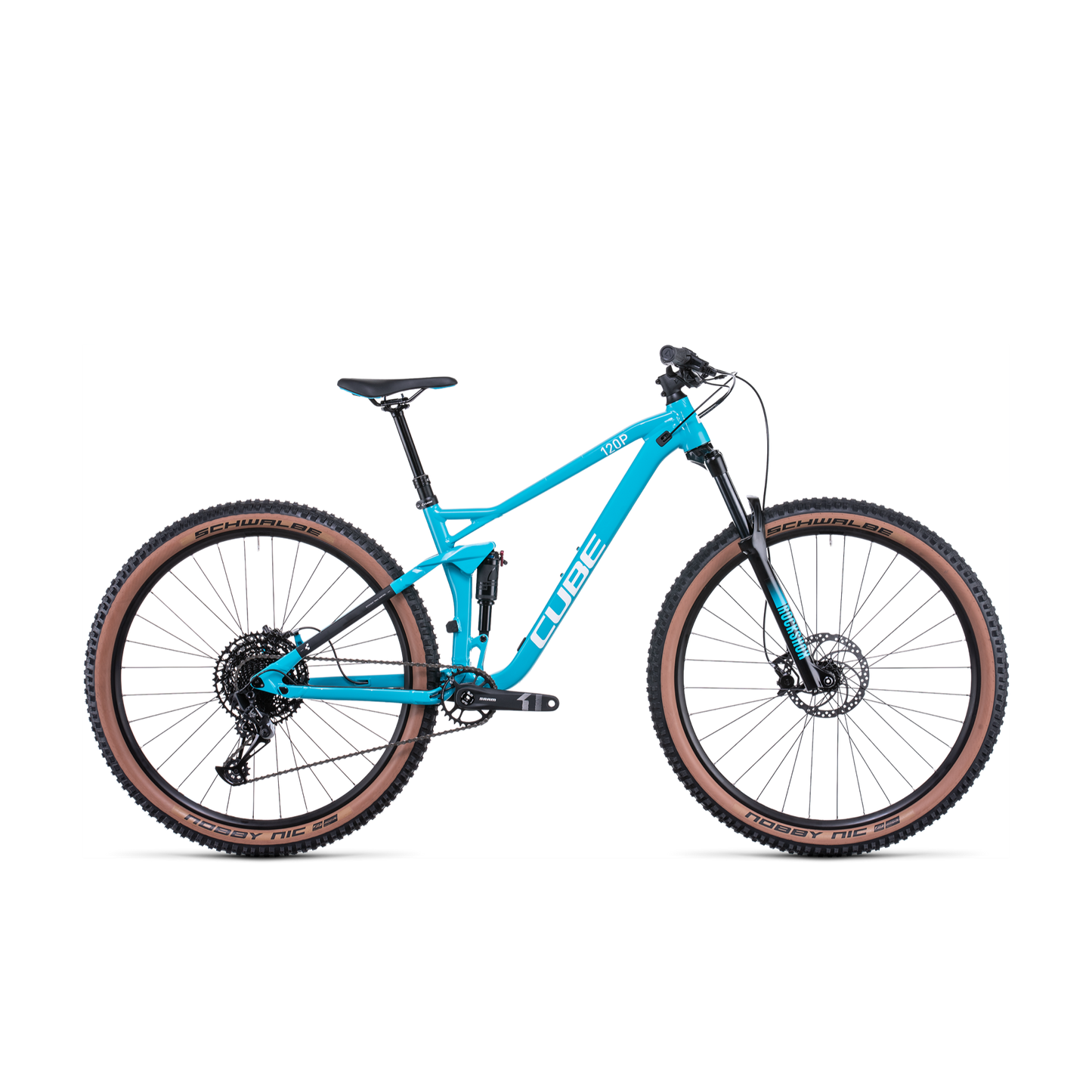 Cube Stereo 120 Pro Dual Suspension Mountain Bike Skyblue White