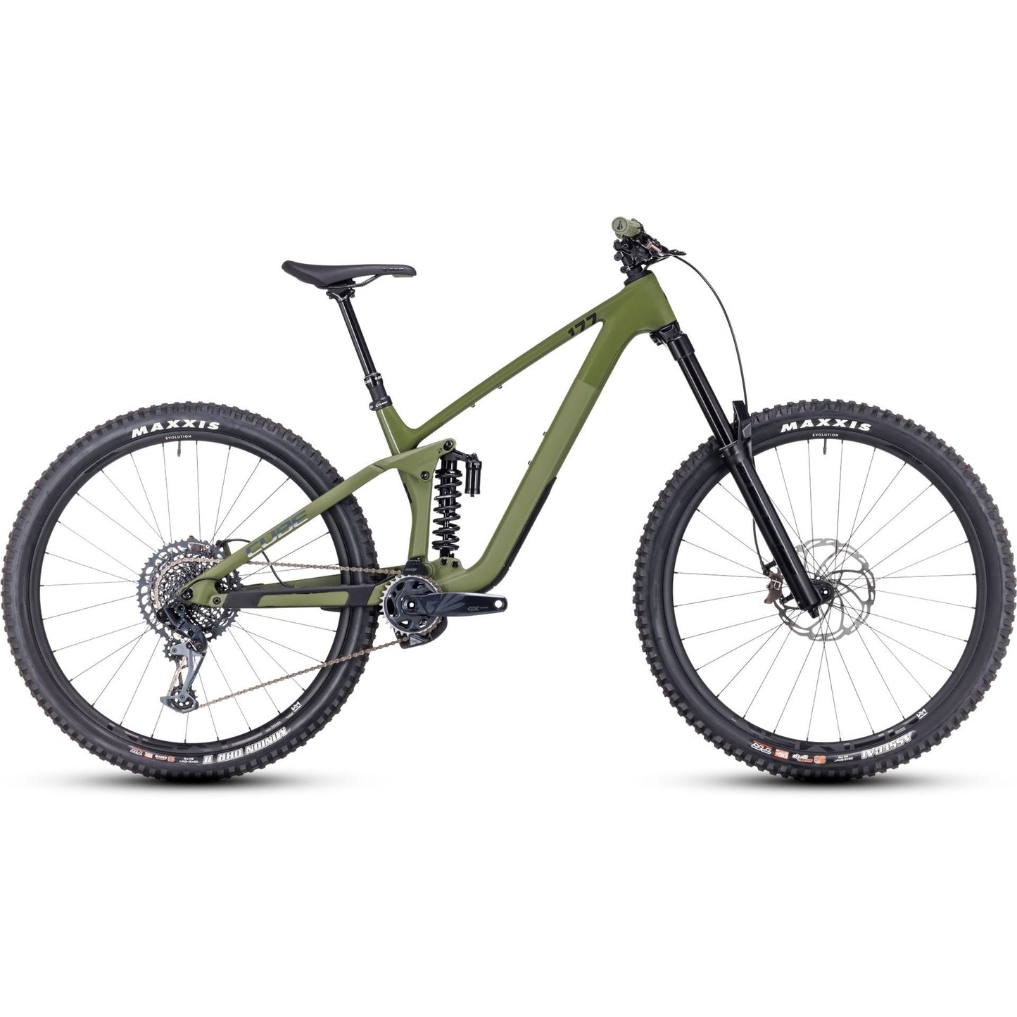 Cube Stereo ONE77 C:68X TM 29 Dual Suspension Mountain Bike Olive 'n' Chrome