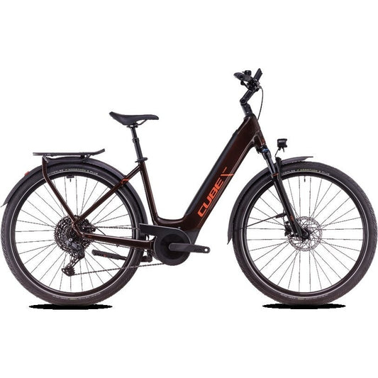 Cube Touring Hybrid Pro 625 Easy Entry Electric Hybrid Bike Cinnamon/Orange