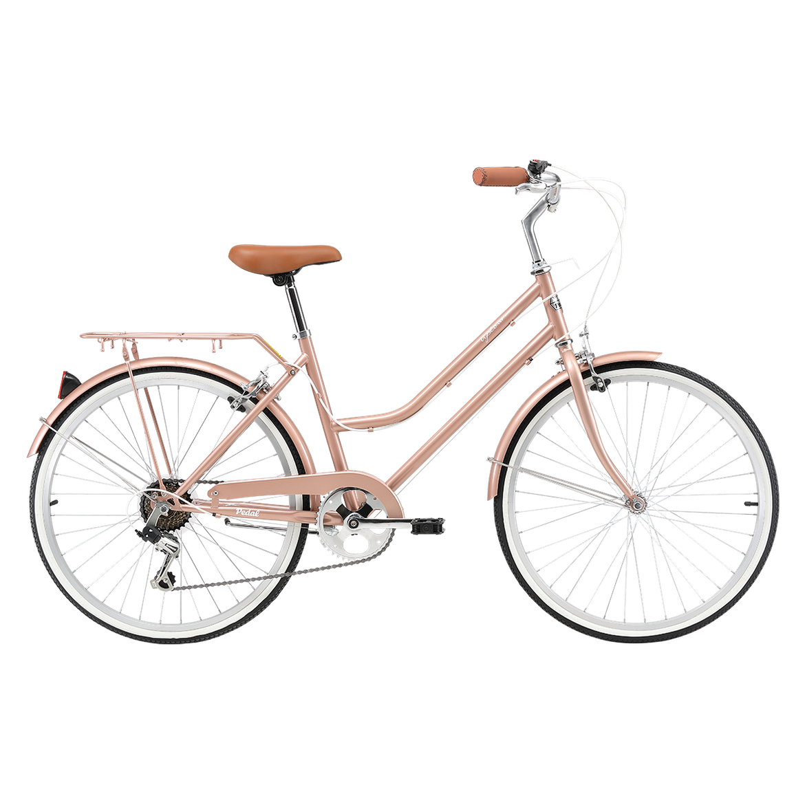Pedal Uptown Junior 24'' Kids Vintage Cruiser Bike Rose Gold