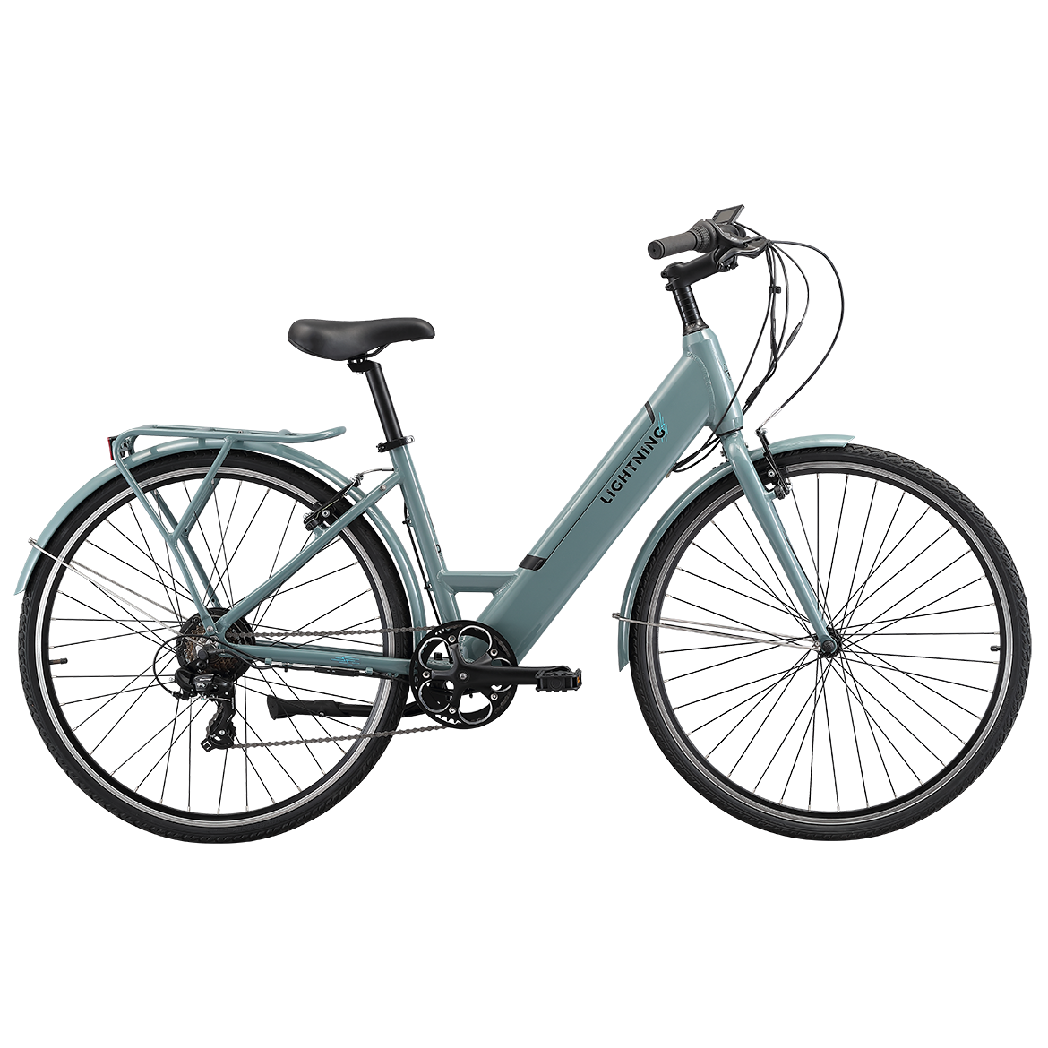 Pedal Lightning Step Through Electric Hybrid Bike Grey/Blue