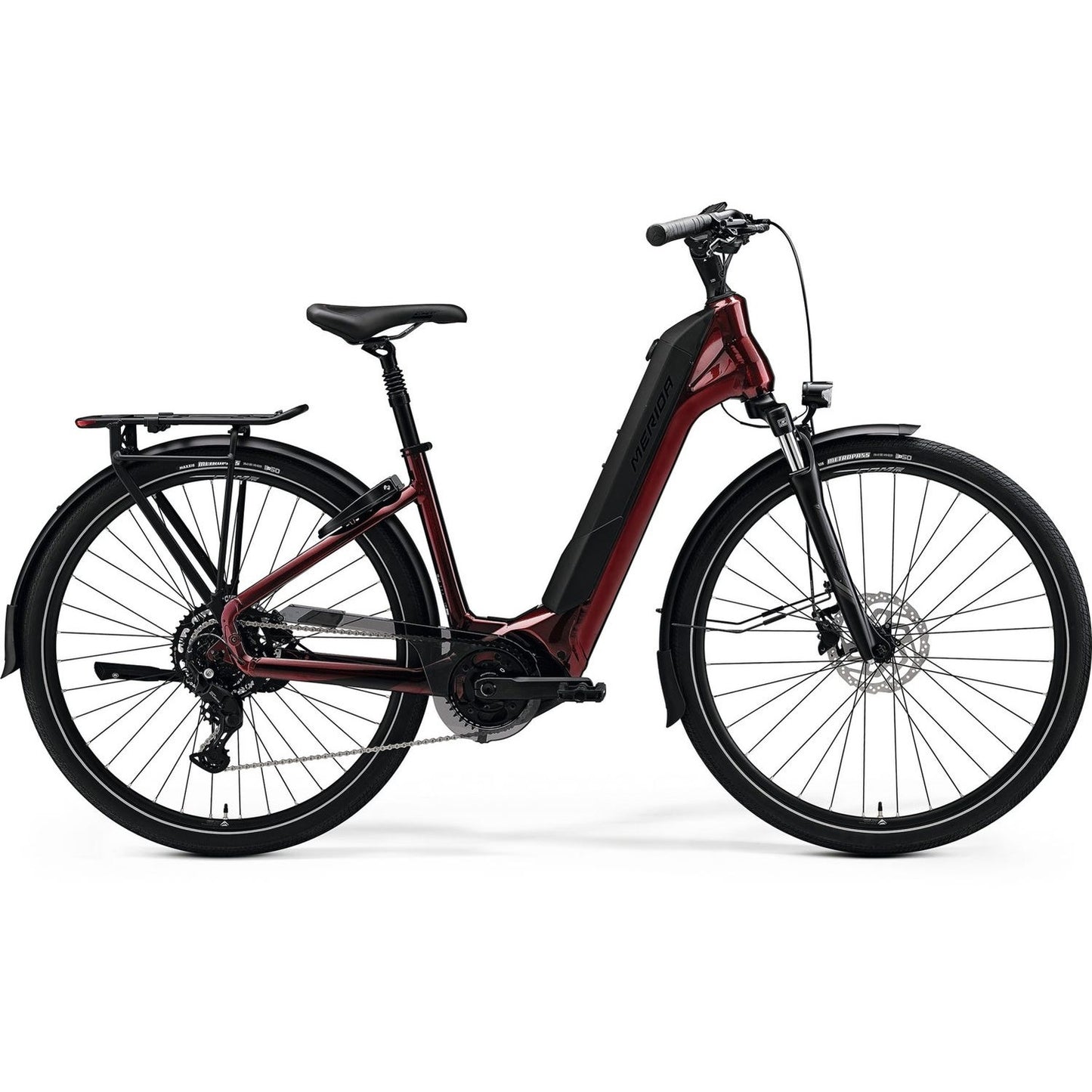 Merida eSpresso City 400 EQ Electric Hybrid Bike 504Wh Battery Burgundy Red/Black