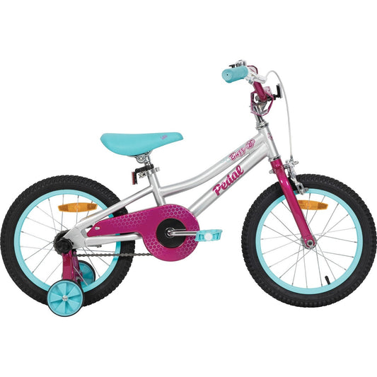 Pedal Buzz Steel 16'' Kids Bike Silver Pink Blue