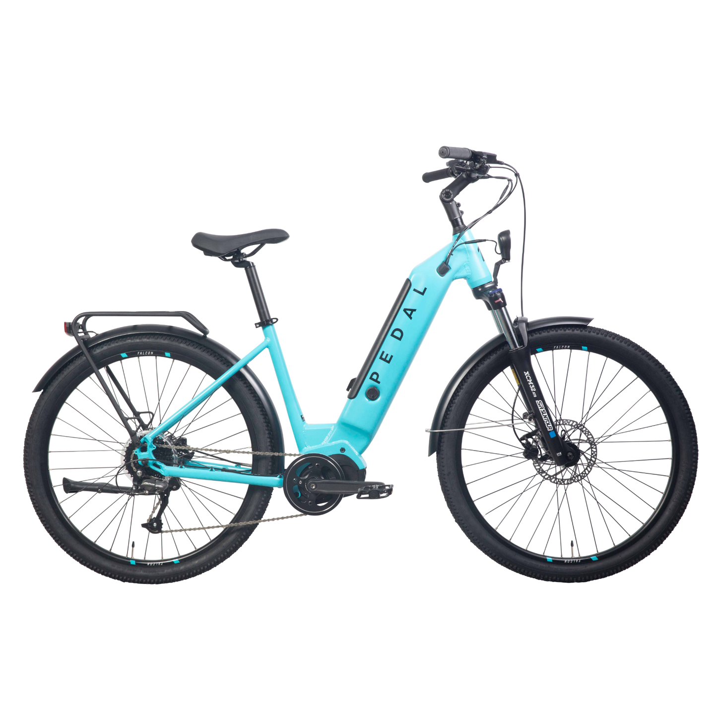 Pedal Falcon 3 Step Through Electric Hybrid Bike Light Blue