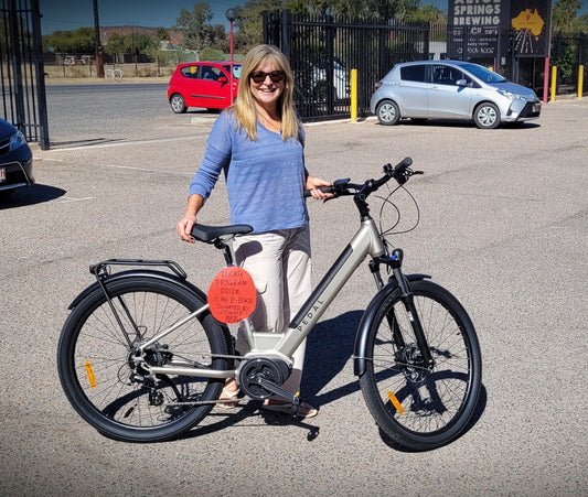 Anne Pritchard Wins Pedal Eagle eBike at Old Timers Fete in Alice Springs