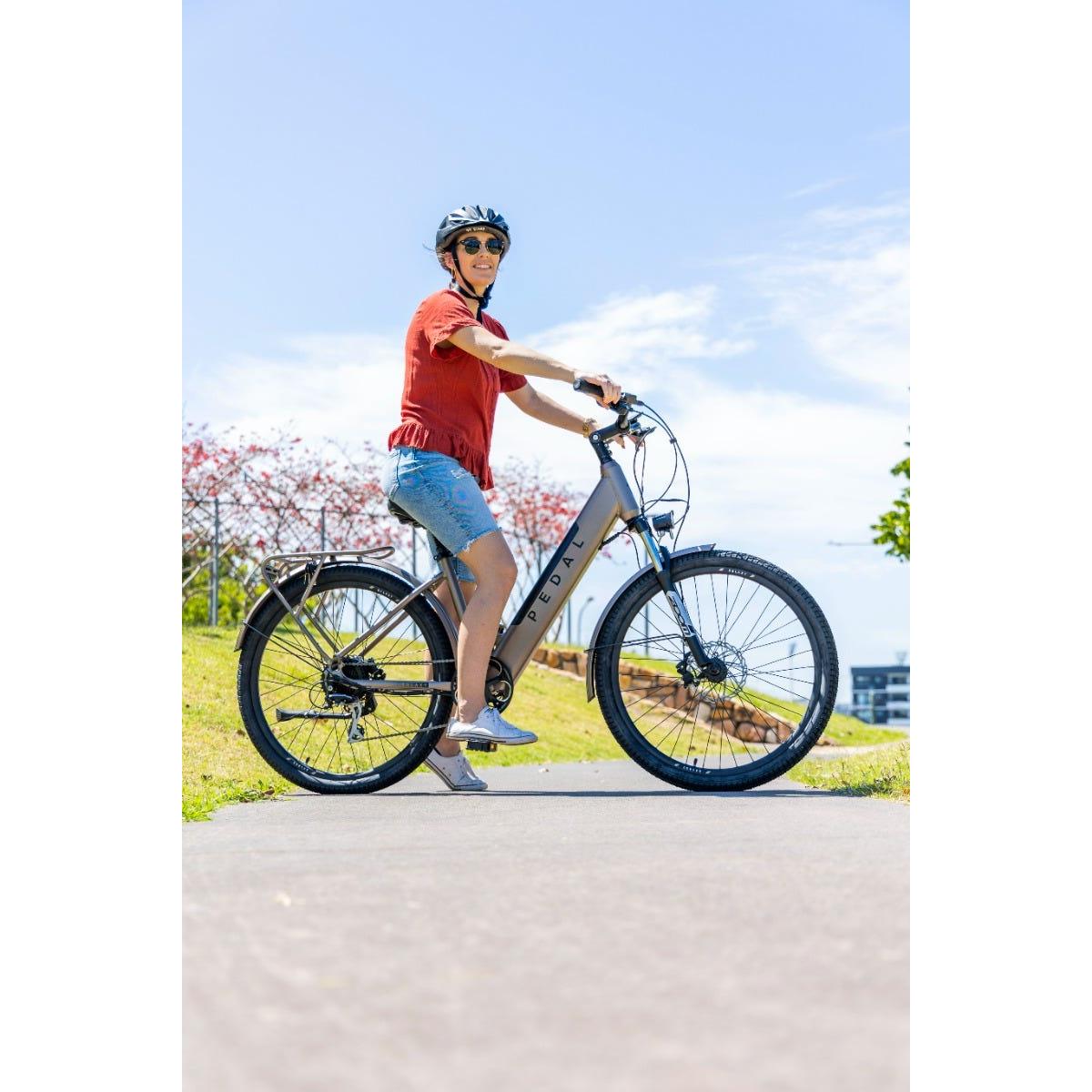 Pedal Galaxy Step Through Electric Hybrid Bike Silver