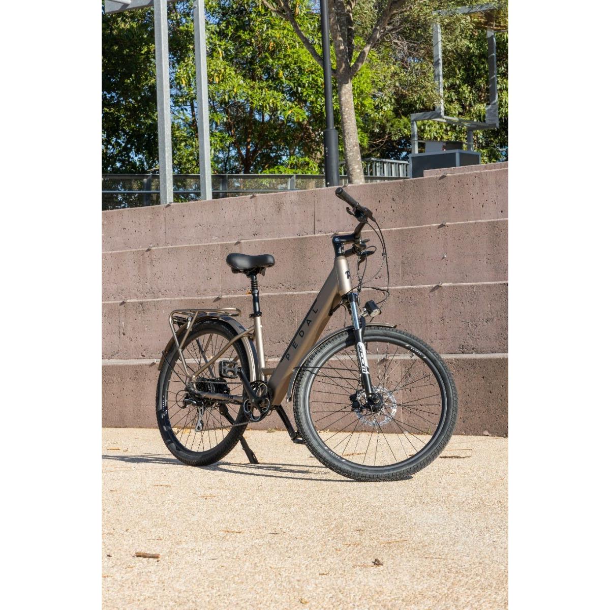 Pedal Galaxy Step Through Electric Hybrid Bike Silver
