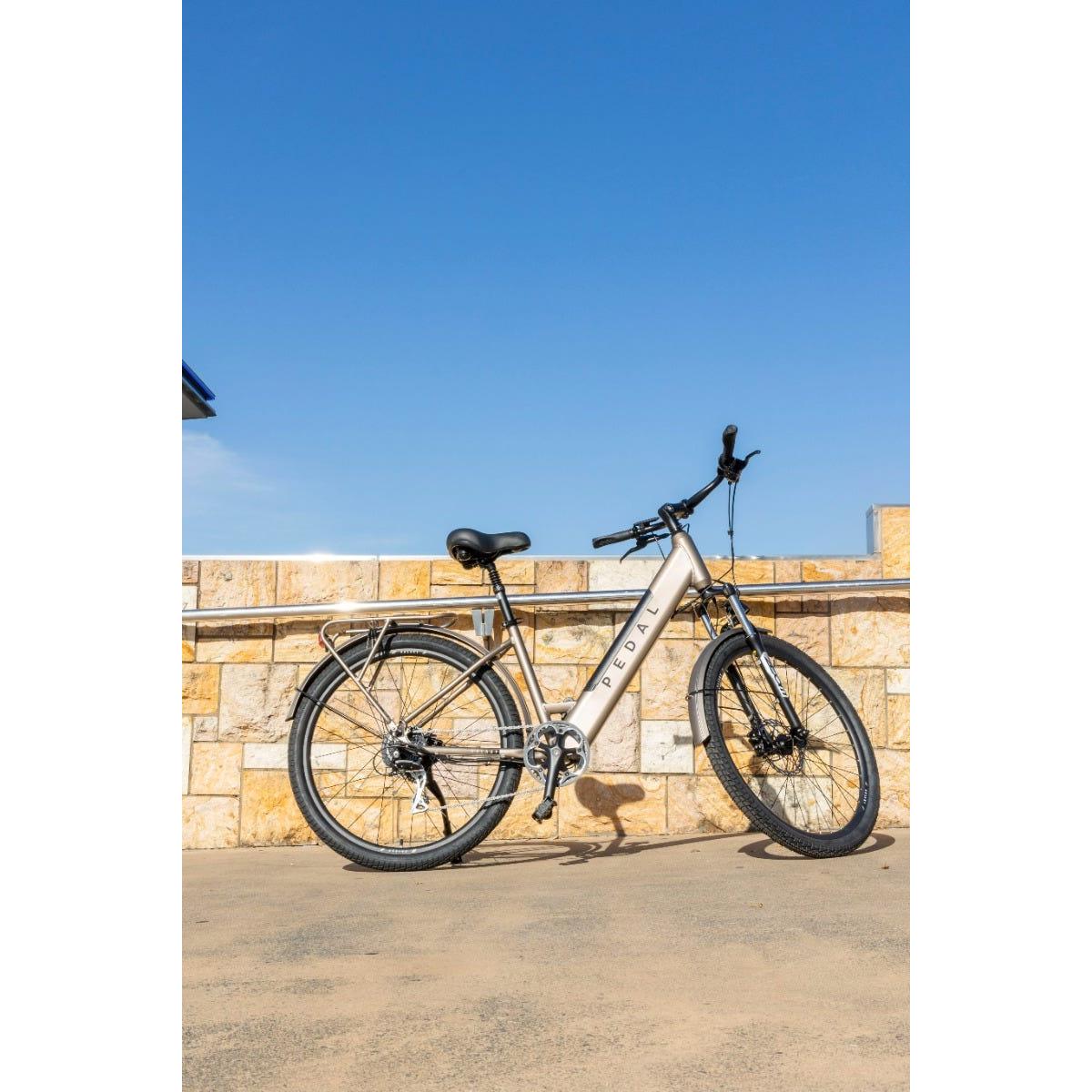Pedal Galaxy Step Through Electric Hybrid Bike Silver