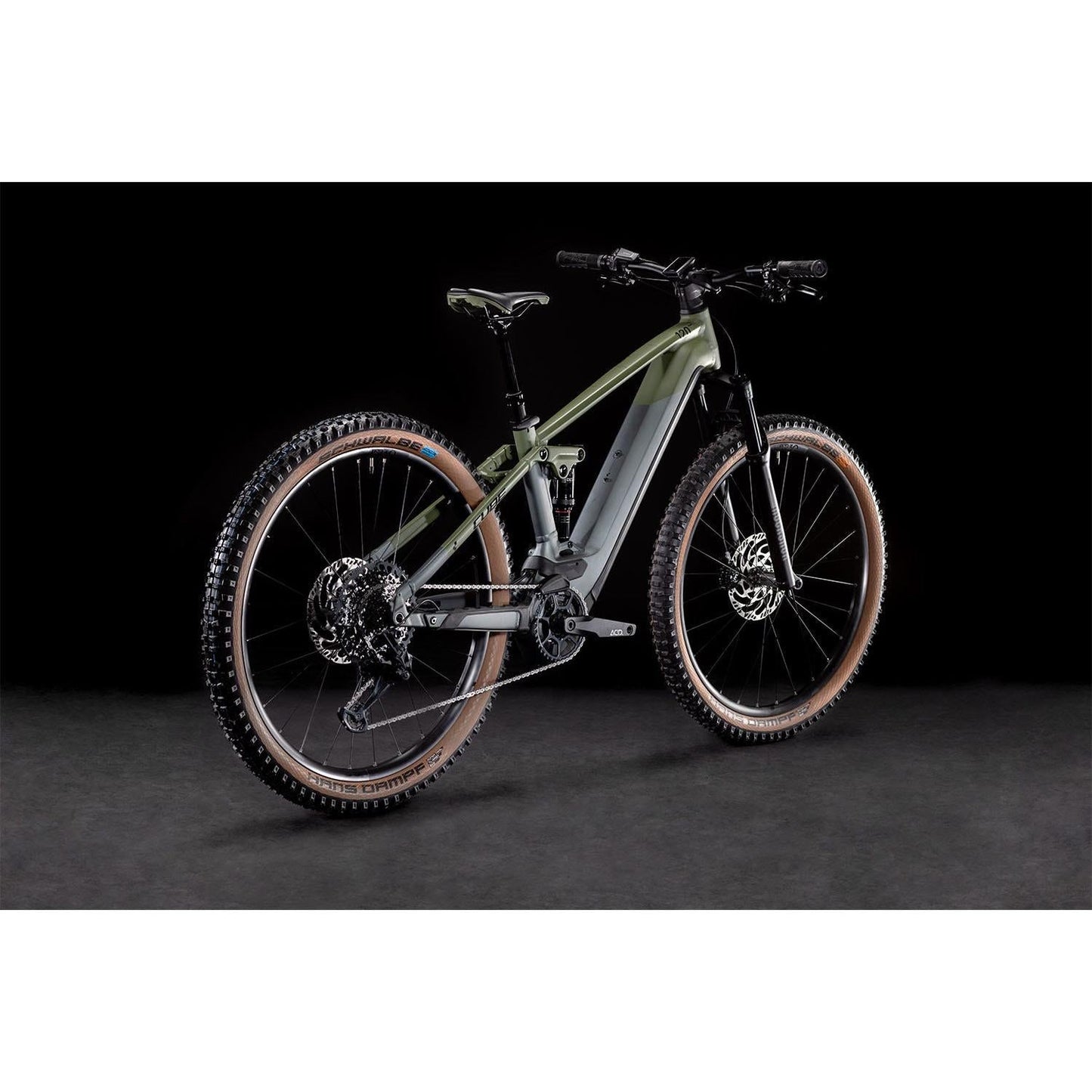 Cube Stereo Hybrid 120 TM 750 Electric Dual Suspension Mountain Bike Flash Grey 'n' Olive