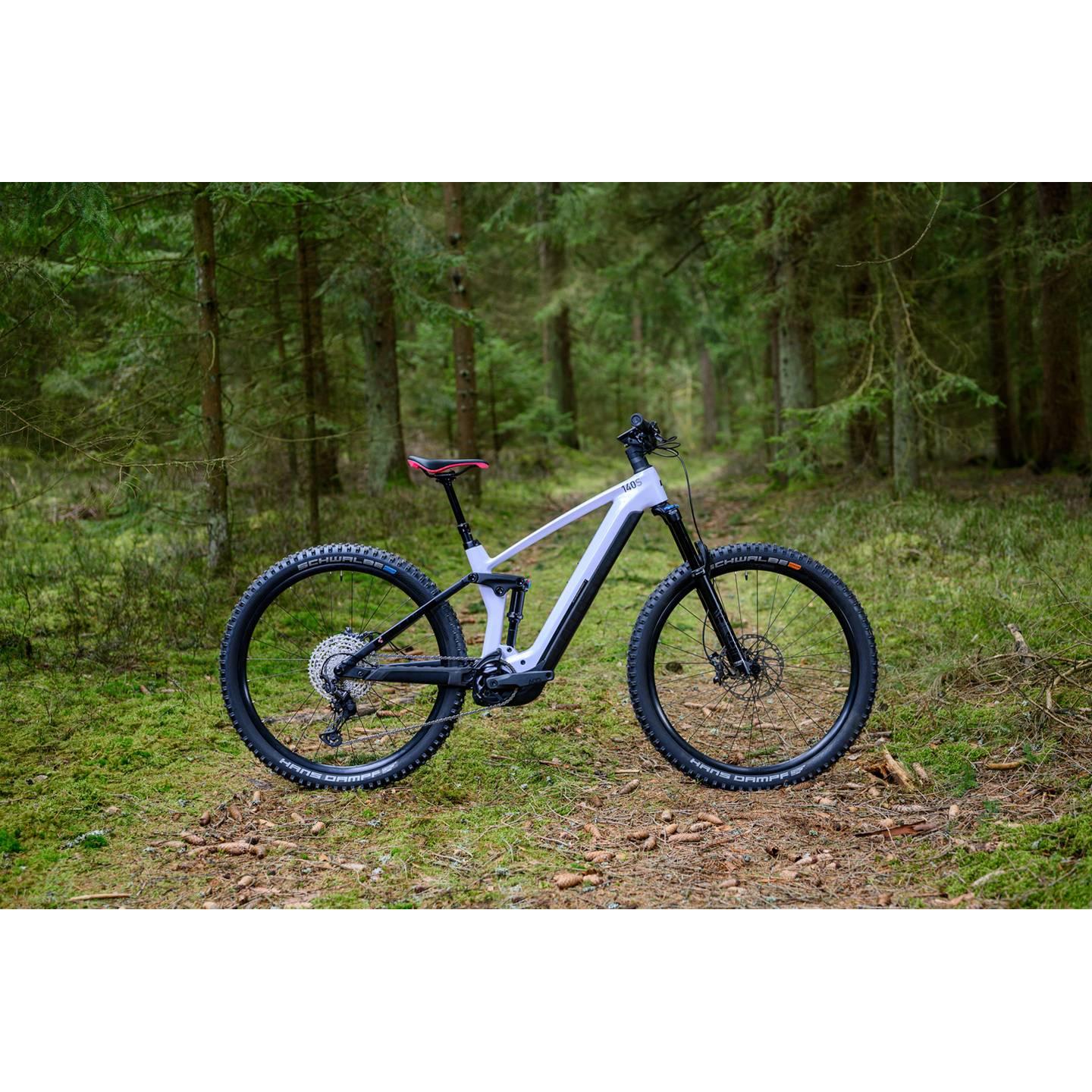 Cube Stereo Hybrid 140 HPC SL 750 Electric Dual Suspension Mountain Bike 29'' Violet 'n' White