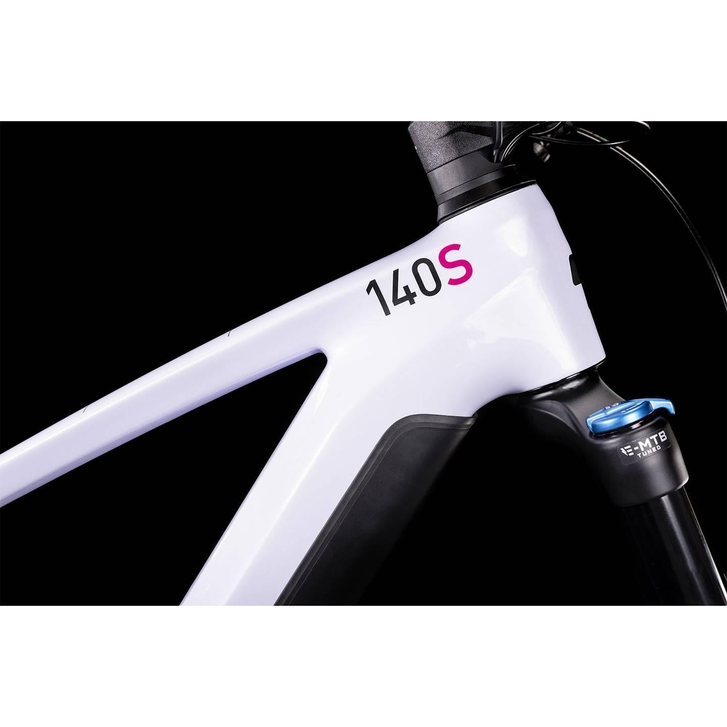Cube Stereo Hybrid 140 HPC SL 750 Electric Dual Suspension Mountain Bike 29'' Violet 'n' White