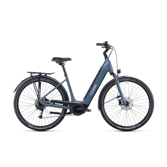 Cube Supreme Sport Hybrid 500 ONE EasyEntry Electric Hybrid Bike Grey Blue 'n' Blue