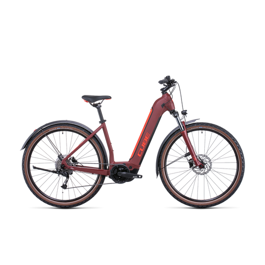 Cube Nuride Hybrid Performance 625 Allroad EasyEntry Electric Hybrid Bike Dark Red 'n' Red