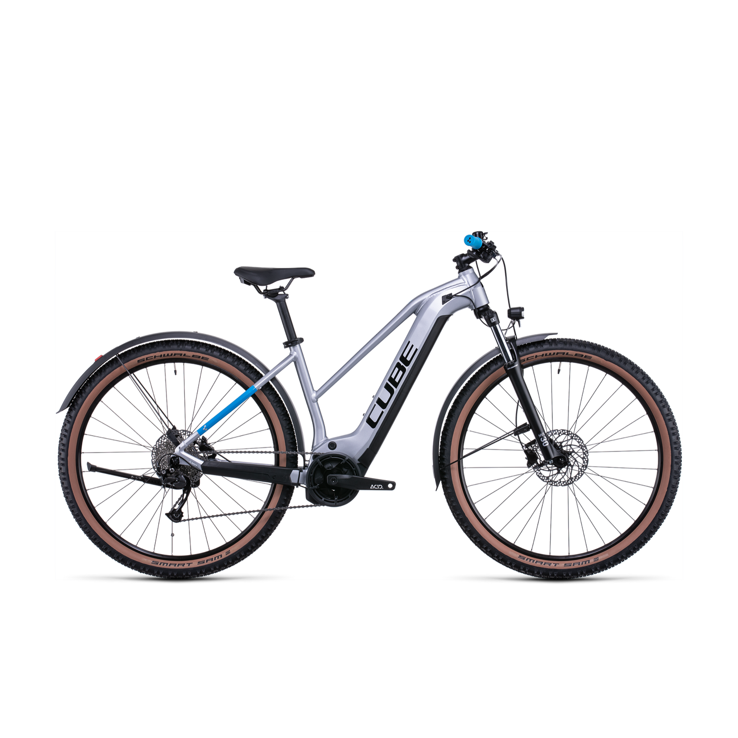 Cube Reaction Hybrid Performance 500 Allroad Trapeze Electric Hardtail Mountain Bike Polar Silver 'n' Blue