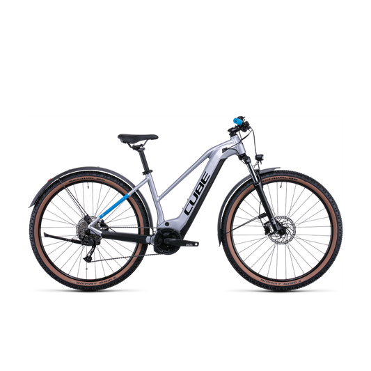 Cube Reaction Hybrid Performance 500 Allroad Trapeze Electric Hardtail Mountain Bike Polar Silver 'n' Blue