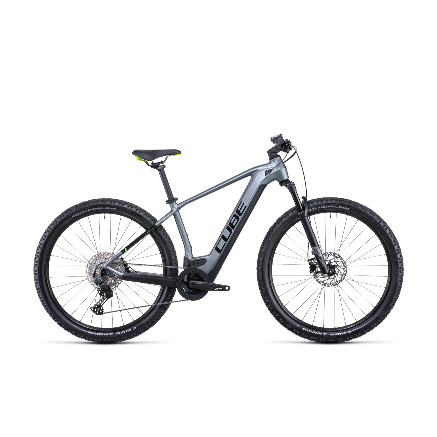 Cube Reaction Hybrid Pro 625 Electric Hardtail Mountain Bike Flash Grey 'n' Green