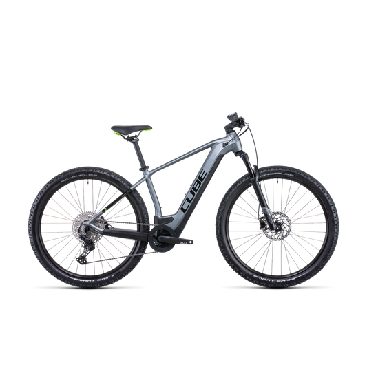Cube Reaction Hybrid Pro 625 Electric Hardtail Mountain Bike Flash Grey 'n' Green