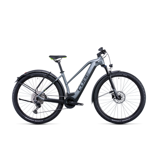 Cube Reaction Hybrid Pro 625 Allroad Trapeze Electric Hardtail Mountain Bike Flash Grey 'n' Green