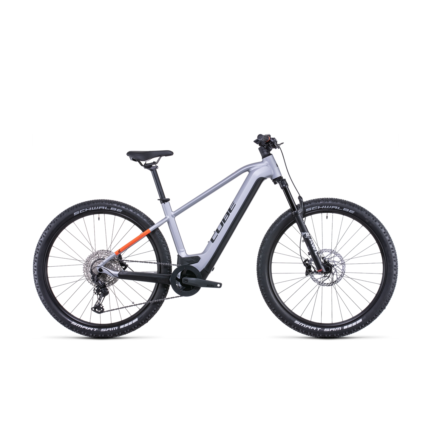 Cube Reaction Hybrid SL 750 Electric Hardtail Mountain Bike Polar Silver 'n' Orange