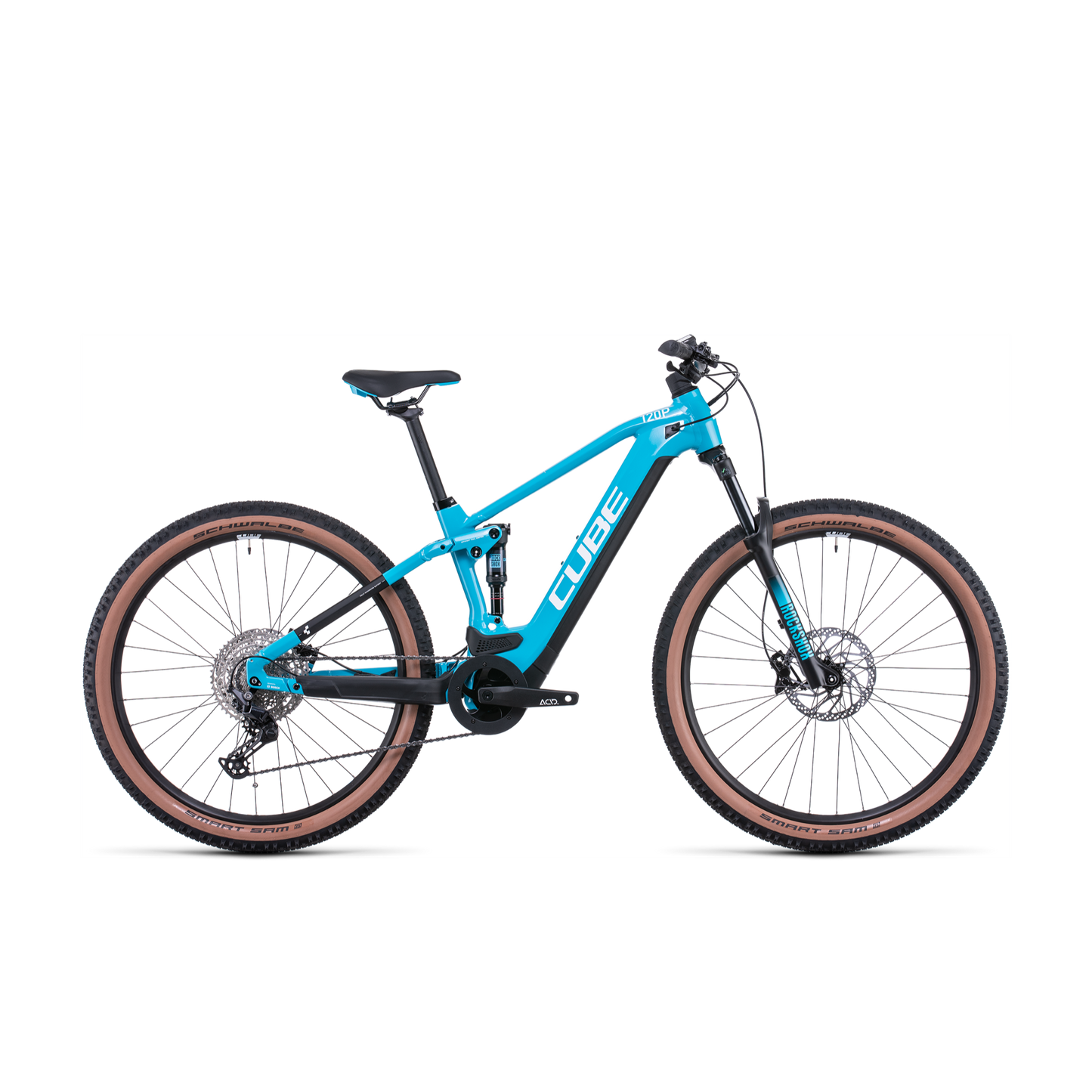 Cube Stereo Hybrid 120 Pro 625 Electric Dual Suspension Mountain Bike Sky Blue 'n' White
