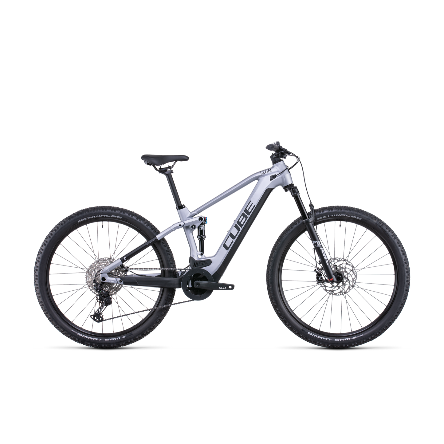 Cube Stereo Hybrid 120 Race 625 Electric Dual Suspension Mountain Bike Polar Silver 'n' Black
