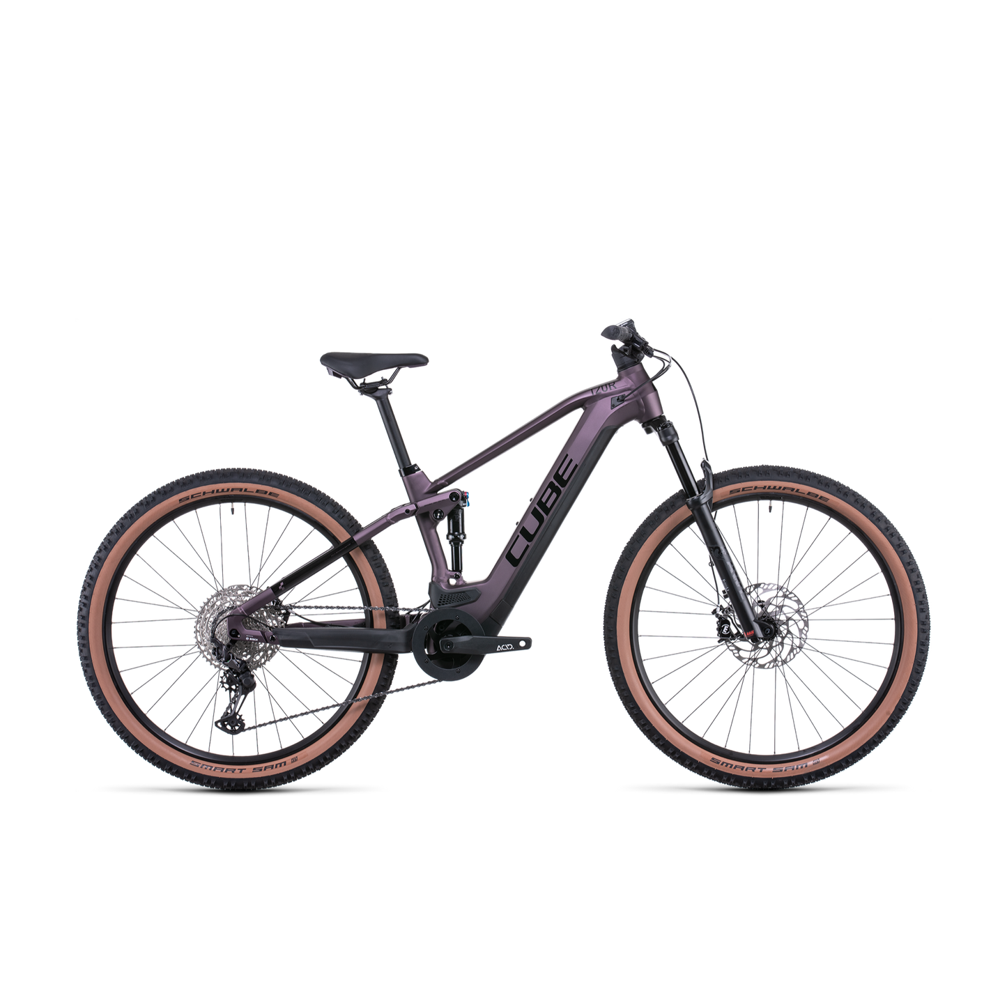 Cube Stereo Hybrid 120 Race 625 Electric Dual Suspension Mountain Bike Smoky Lilac 'n' Black