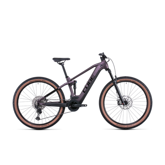 Cube Stereo Hybrid 120 Race 625 Electric Dual Suspension Mountain Bike Smoky Lilac 'n' Black