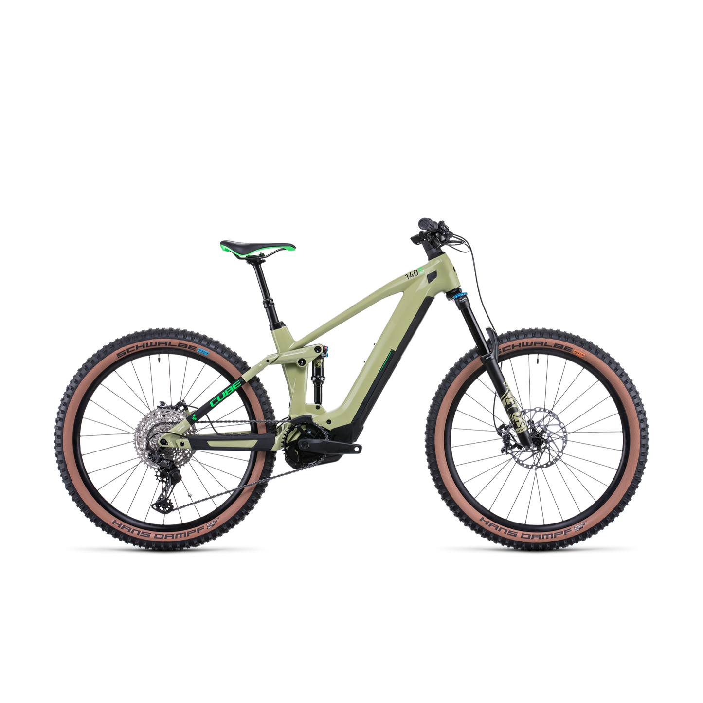 Cube Stereo Hybrid 140 HPC SL 625 Electric Dual Suspension Mountain Bike 27.5'' Green 'n' Flash Green