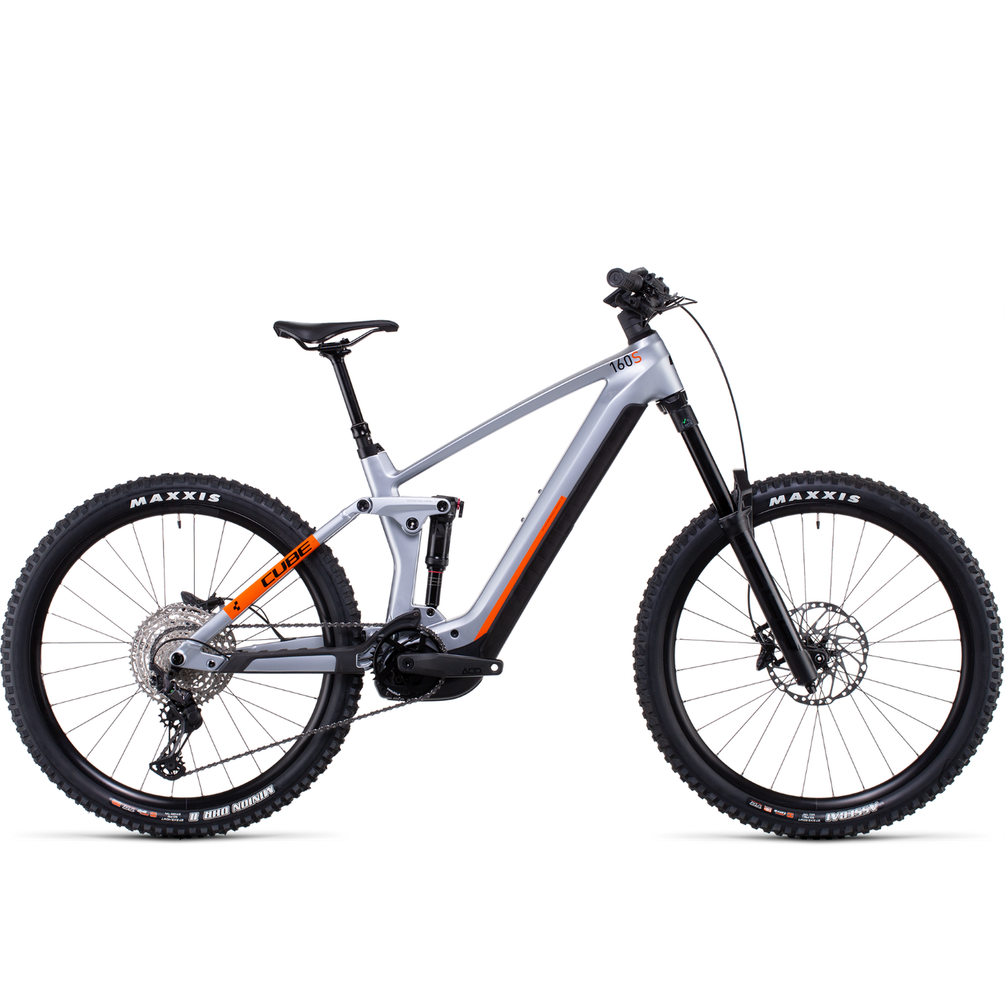 Cube Stereo Hybrid 160 HPC SL 750 27.5 Dual Suspension Electric Mountain Bike Polar Silver 'n' Orange