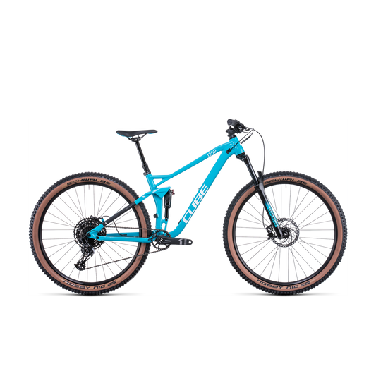 Cube Stereo 120 Pro Dual Suspension Mountain Bike Skyblue White