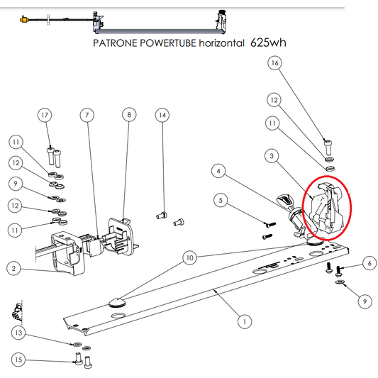 Cube Upper Battery Mount Powertube Horiz