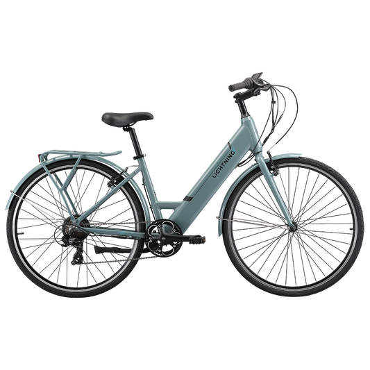 Pedal Lightning Step Through Electric Hybrid Bike Grey/Blue