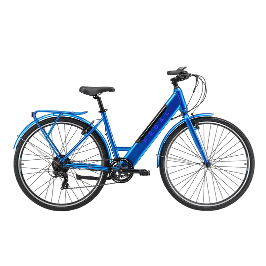 Pedal Lightning Step Through Electric Hybrid Bike Blue