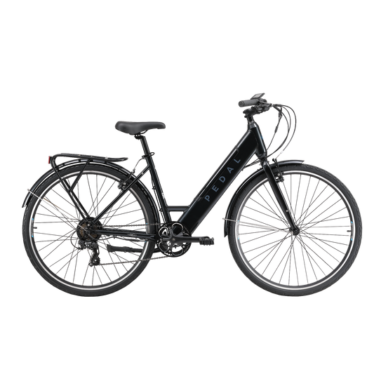 Pedal Lightning 700c Step Through Electric Hybrid Bike Black