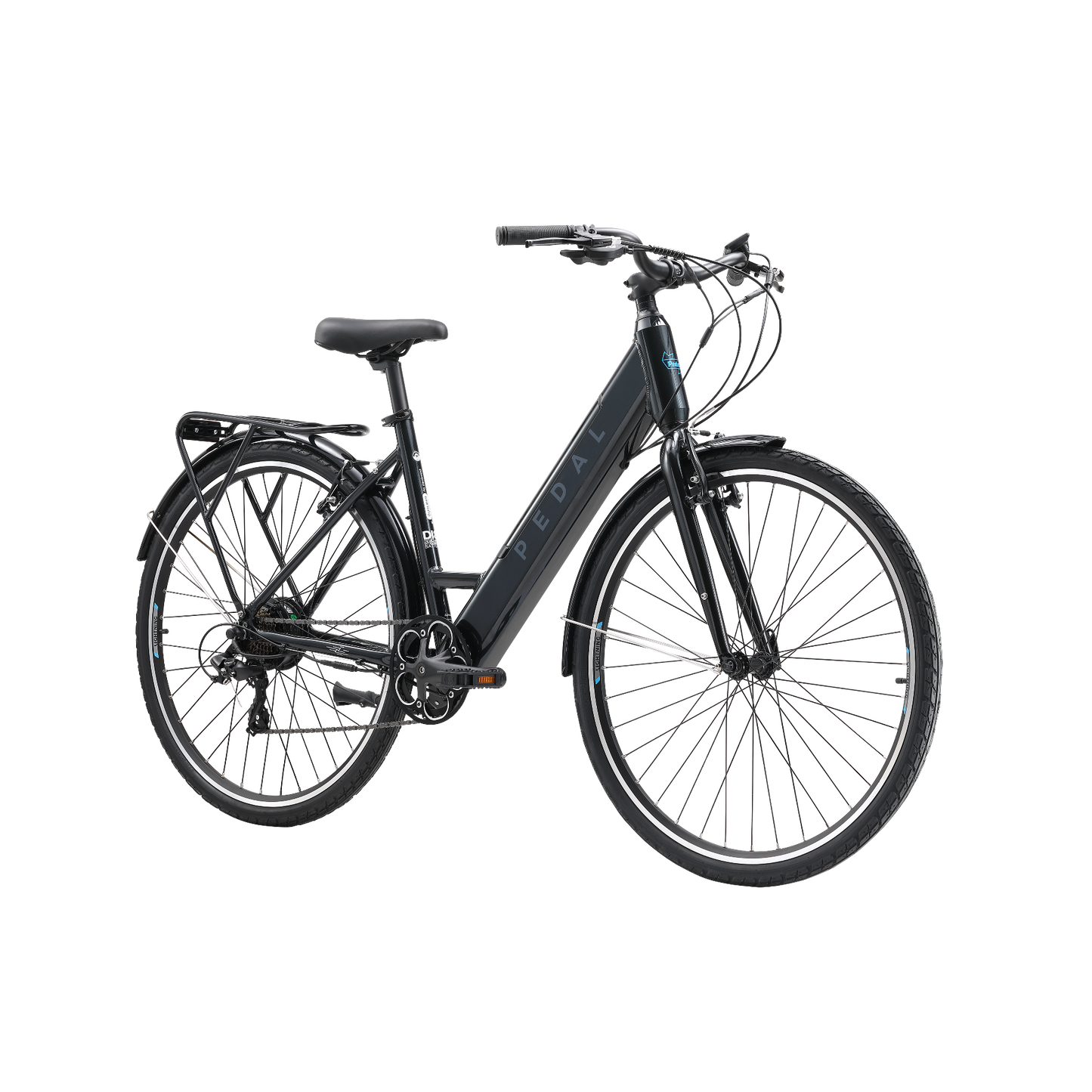 Pedal Lightning 700c Step Through Electric Hybrid Bike Black