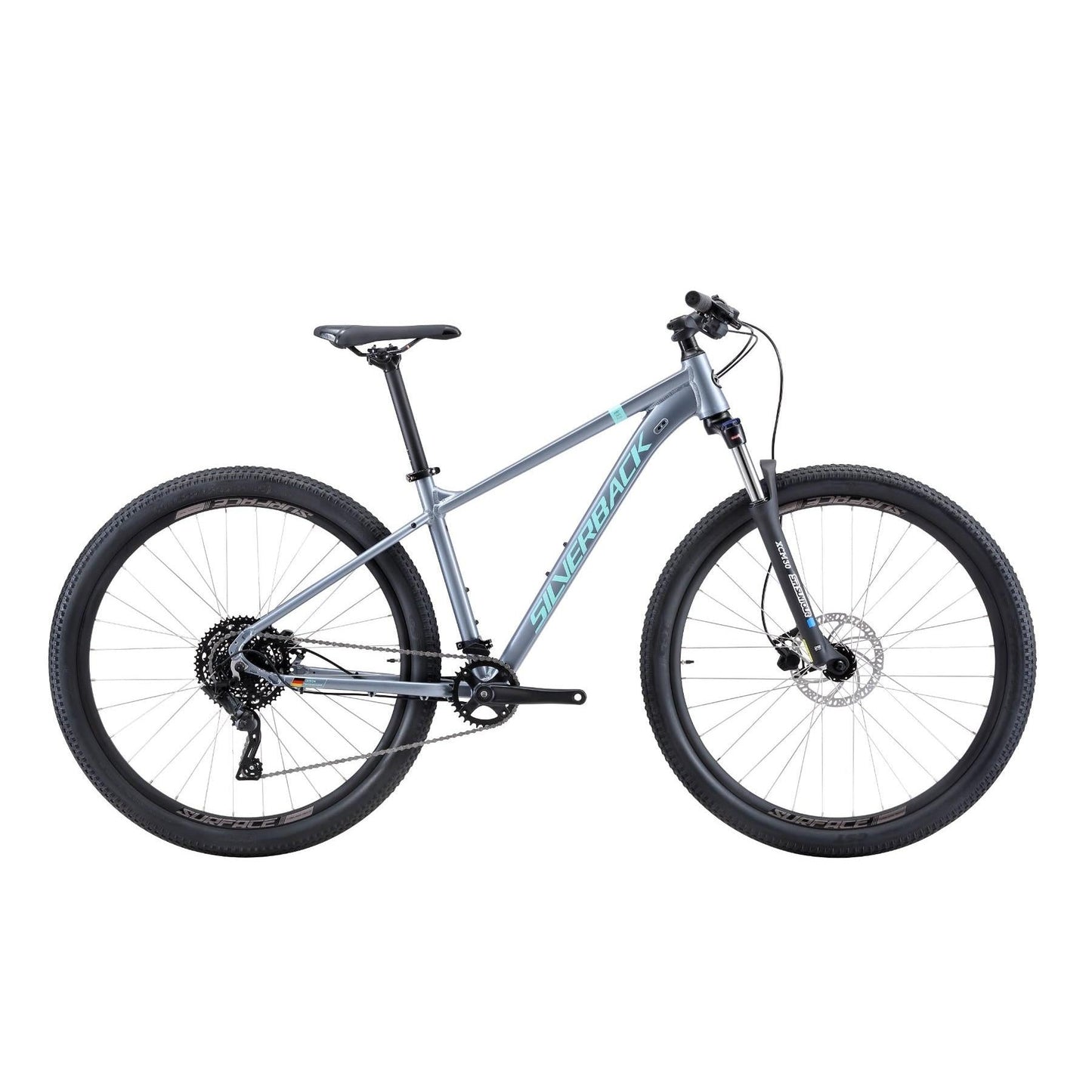 Silverback Splash Comp 29'' Hardtail Mountain Bike Silver/Teal