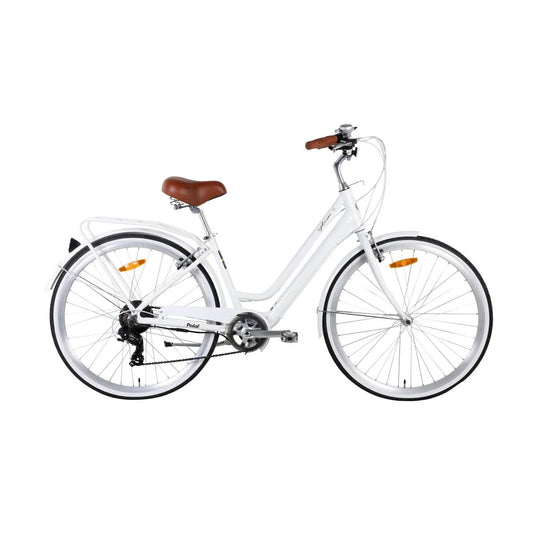 Pedal Uptown SL Electric Vintage Cruiser Bike 7-Speed Pearl White