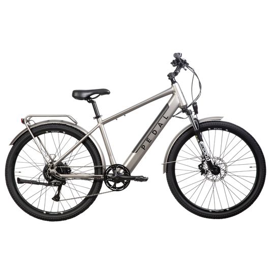 Pedal Galaxy PLUS 27.5'' Electric Hybrid Bike Platinum Silver