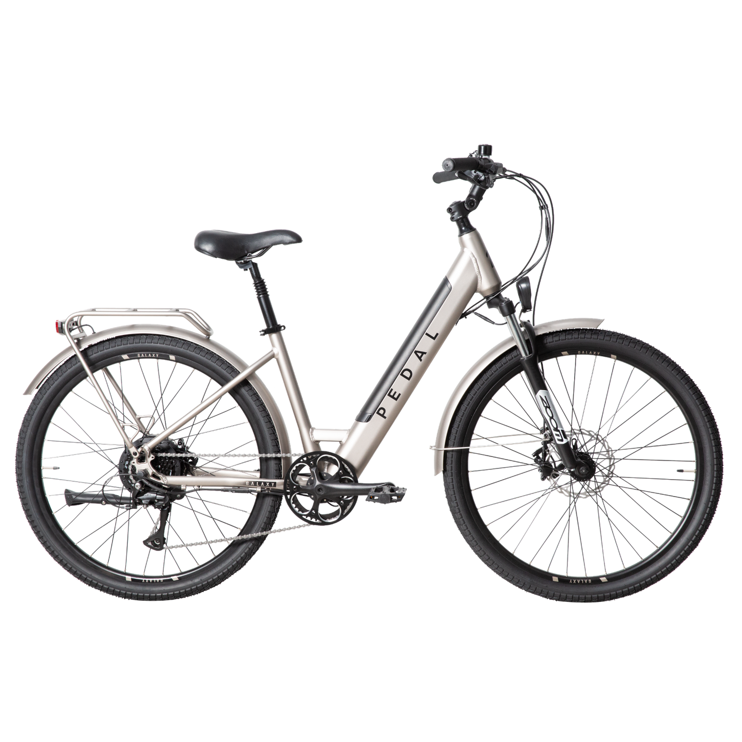 Pedal Galaxy PLUS 27.5'' Step Through Electric Hybrid Bike Silver