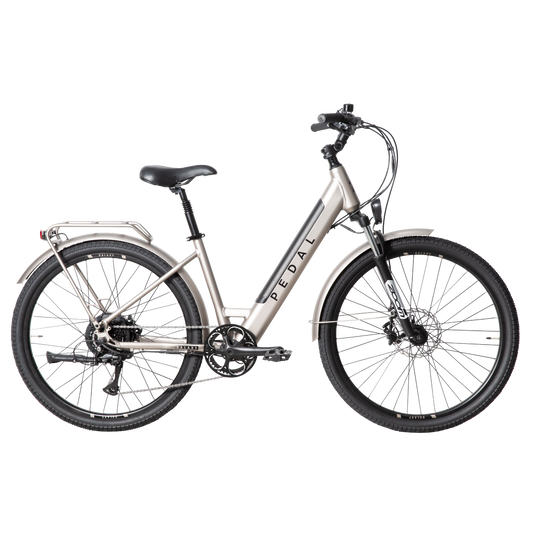 Pedal Galaxy PLUS 27.5'' Step Through Electric Hybrid Bike Silver