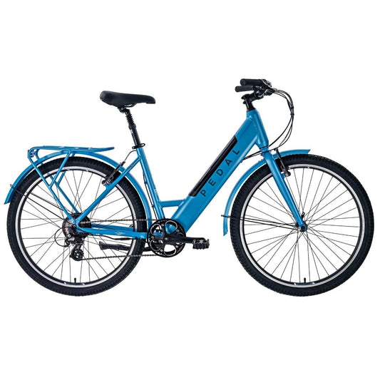 Pedal Lightning 27.5'' Step Through Electric Hybrid Bike Light Blue